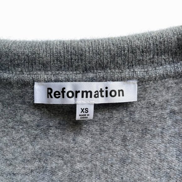 Reformation Doreen Cashmere Sweater Polo Dress Gray XS Long Sleeve - Picture 7 of 10